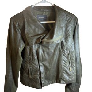 Love Marks Women's Medium Olive Quilted Jacket Suede & Leather Look
